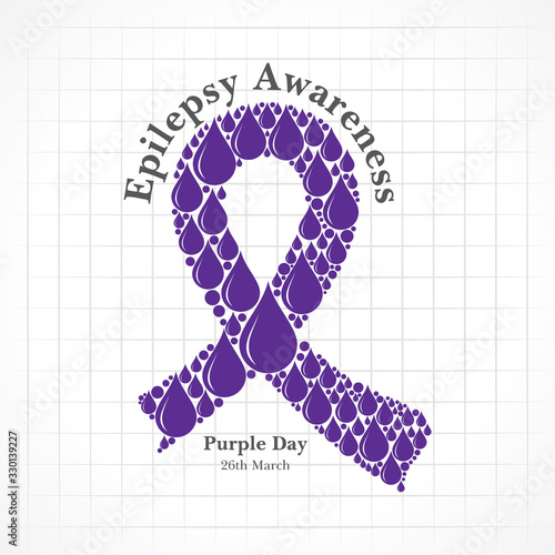World epilepsy day (Purple day) - Epilepsy Awareness-26 march. Purple ribbon.