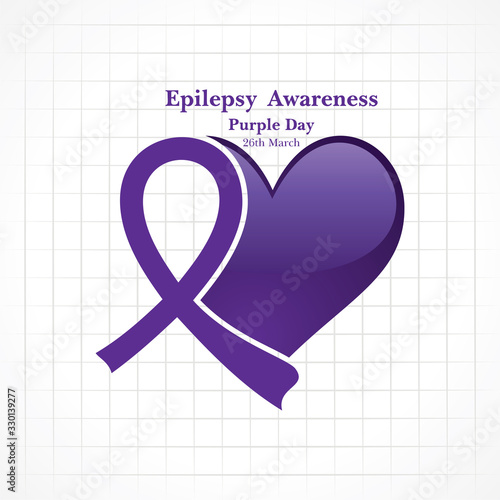 World epilepsy day (Purple day) - Epilepsy Awareness-26 march. Purple ribbon.