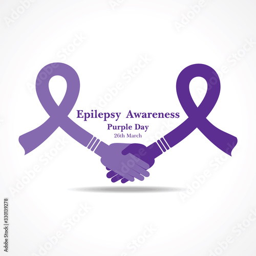 World epilepsy day (Purple day) - Epilepsy Awareness-26 march. Purple ribbon.