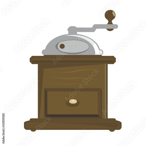 Manual coffee grinder.Vector cartoon illustration isolated on white background.