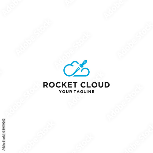  Creative Cloud Rocket Logo design icon illustration