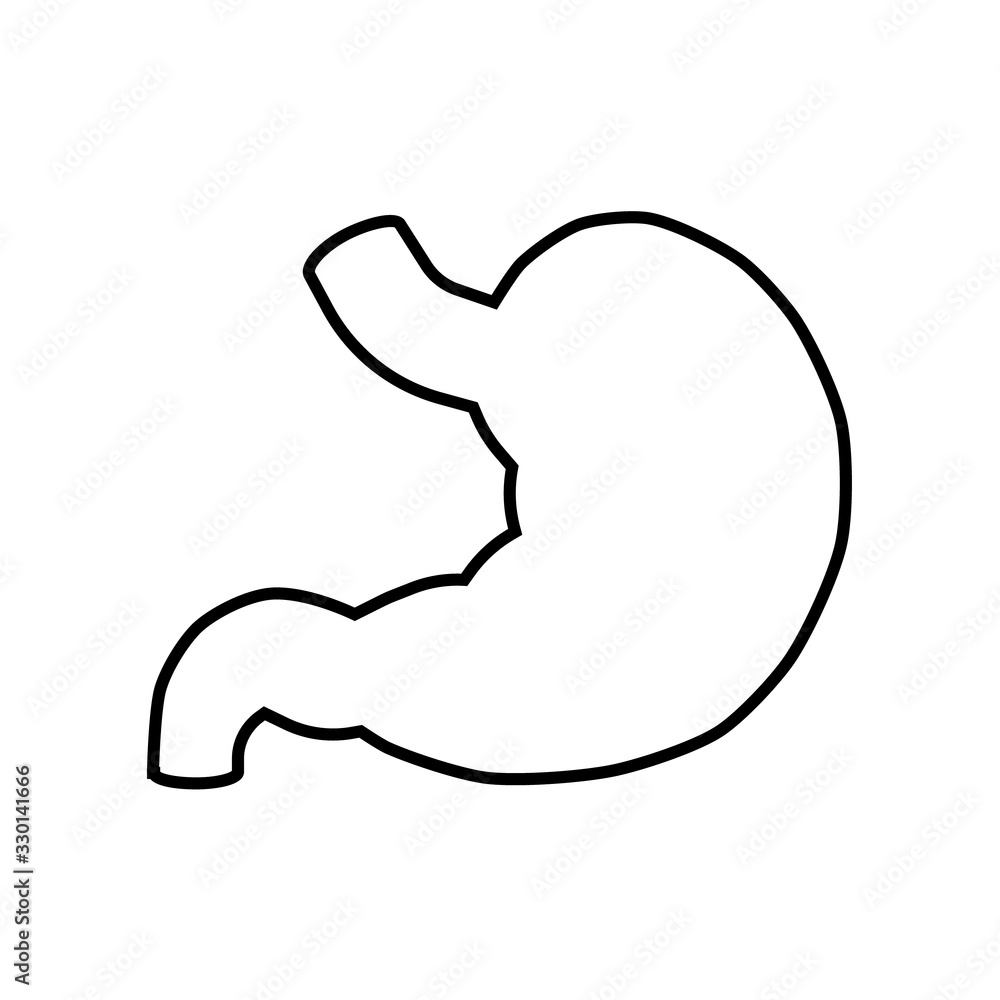 Stomach flat icon. Single high quality outline symbol of human body for web design or mobile app. Thin line signs of stomach for design logo, visit card, etc. Outline pictogram of stomach Stomach flat icon. Single high quality outline symbol of human body for web design or mobile app. Thin line signs of stomach for design logo, visit card, etc. Outline pictogram of stomach