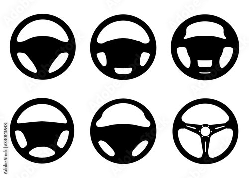 Set of different steering wheels