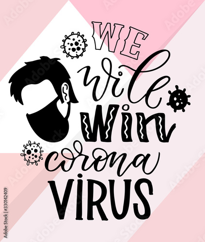 Coronavirus lettering protection banner. Pandemic stop Novel Coronavirus outbreak covid-19 2019-nCoV . Travel or vacantion warning.  Protective mouth cap mask.