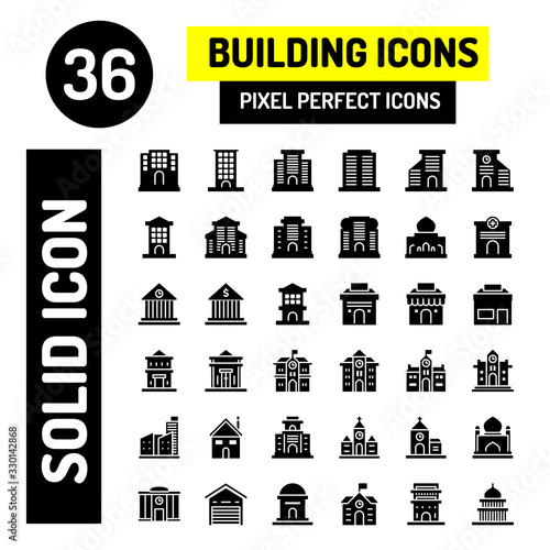 13032020 - 36 Building Solid icon, Modern Building icons set, vector Illustration