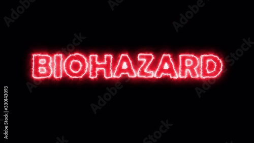 Red danger sign biohazard title. Glitch.  Alpha channel