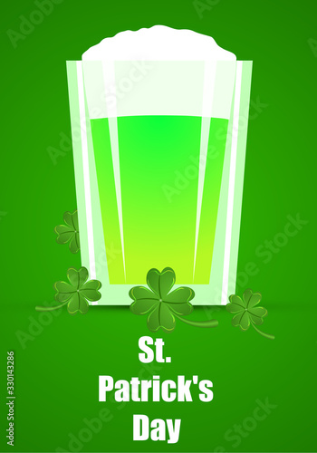 Pint of Green Ale for St Patricks Day, vector art illustration.