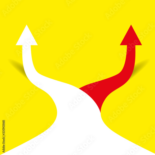 Two arrows pointing in different directions.