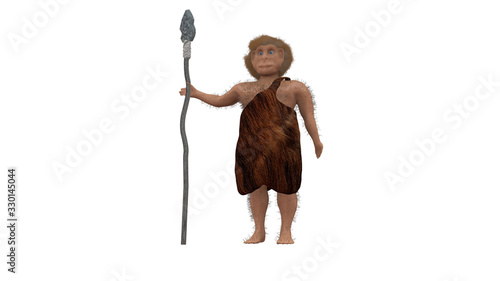 Neanderthal men, 3d render, 3d illustration photo