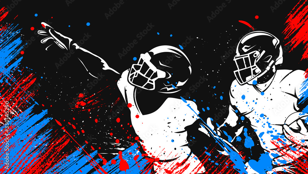 American football player. Quarterback isolated on white. Superl sport theme vector illustration.
