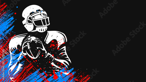 American football player. Quarterback isolated on white. Superl sport theme vector illustration.