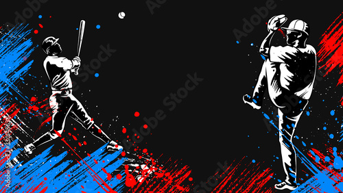 Baseball player. Baseball cap. Hitter swinging with bat. Abstract isolated vector silhouette. Iink drawing