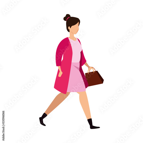 beautiful woman walking avatar character icon vector illustration design
