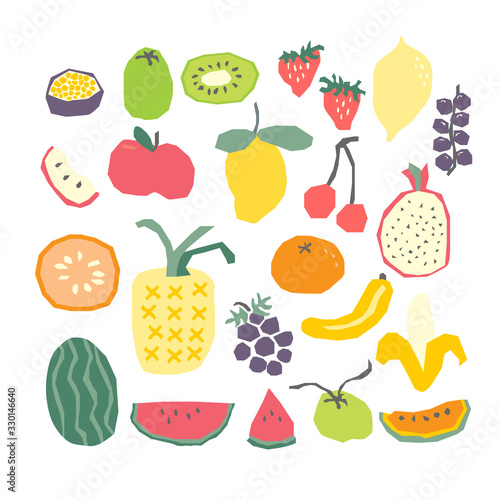 Fototapeta Naklejka Na Ścianę i Meble -  fruit design element. minimalistic fruits icon collection. tropical fruits. summer decoration ideas.