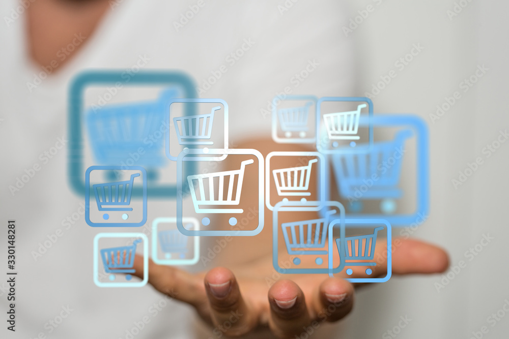 Shopping cart on digital tablet. Shopping online concept.. Shopping cart on digital tablet. Shopping online concept..
