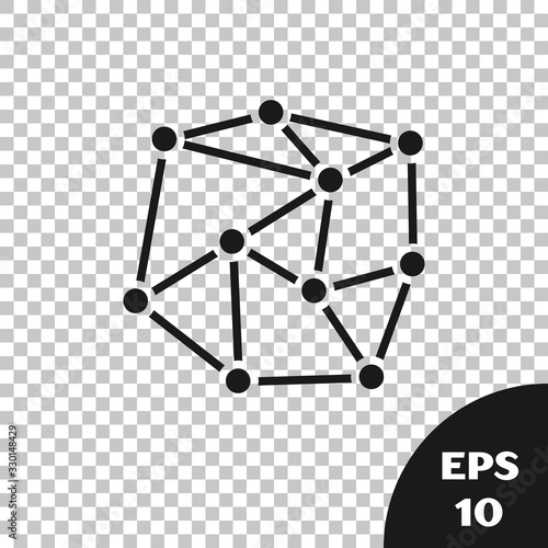 Black Neural network icon isolated on transparent background. Artificial Intelligence. Vector Illustration