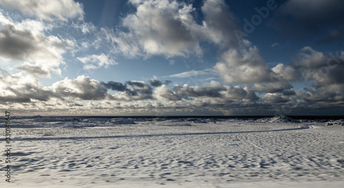 winter landscape with blue sky and clouds Iceland
