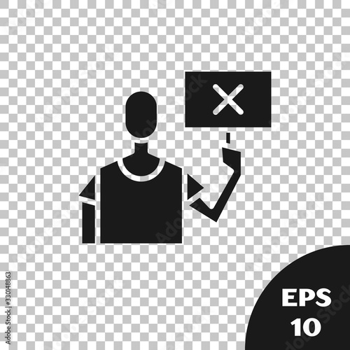 Black Nature saving protest icon isolated on transparent background. Earth planet protection, environmental issues demonstration. Vector Illustration