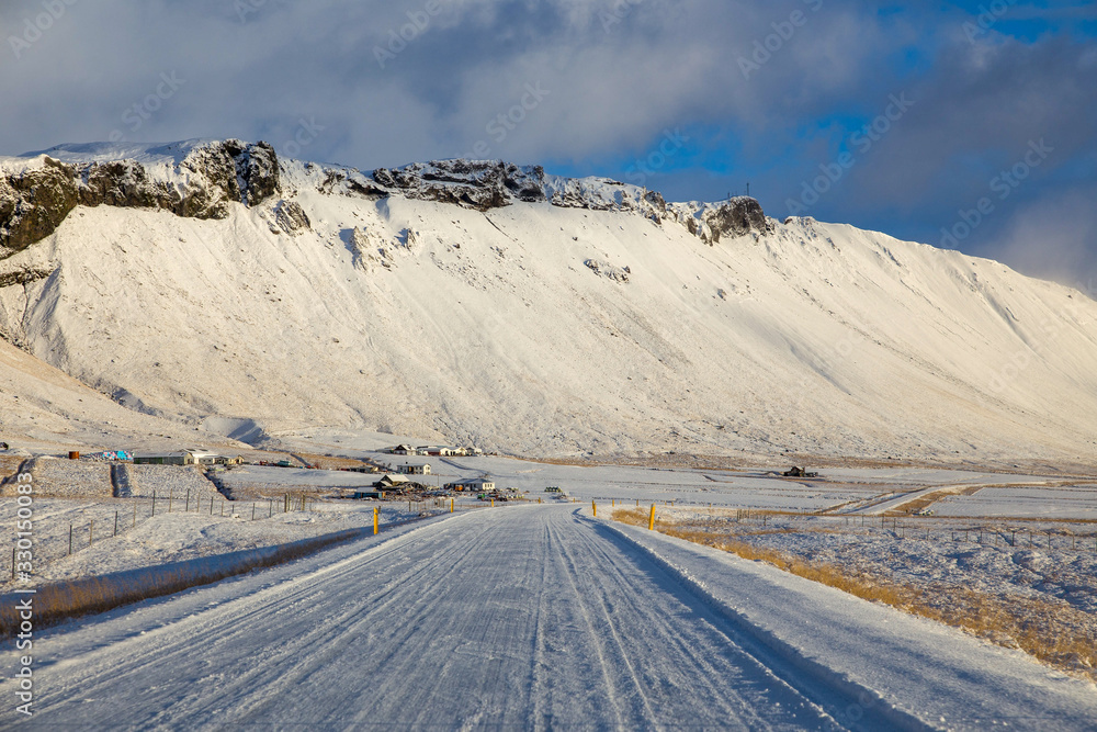 road in the mountains Icelandic landscape road in the mountains Icelandic landscape