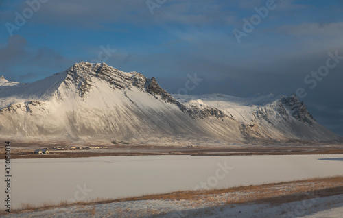 mountains and lake Icelandic landscape