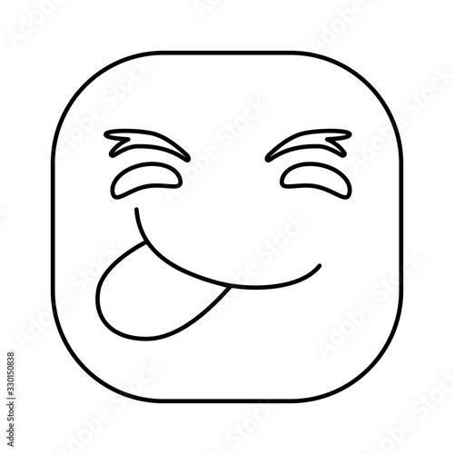 funny square emoticon with tongue out vector illustration design