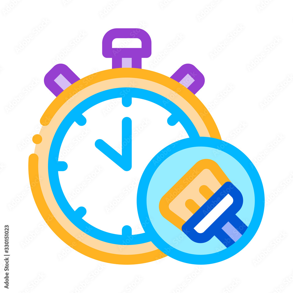 Stopwatch Brush Icon Vector. Outline Stopwatch Brush Sign. Isolated Contour Symbol Illustration Stopwatch Brush Icon Vector. Outline Stopwatch Brush Sign. Isolated Contour Symbol Illustration