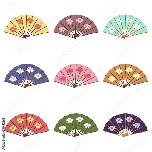 set with fans on white background 