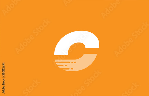 orange white alphabet C letter logo design icon for company and business