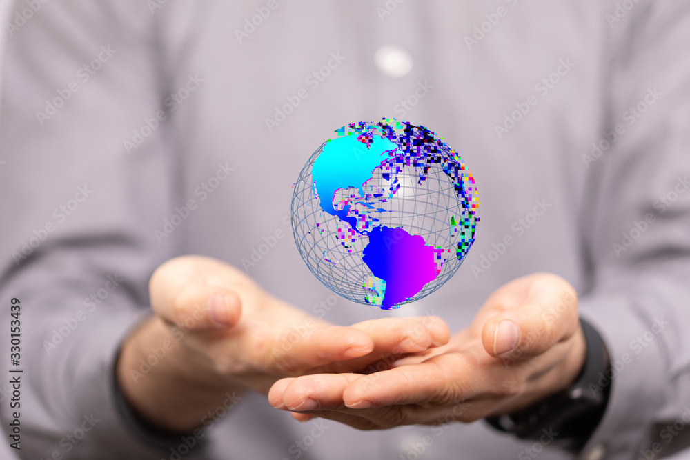 Holding Business World connection digital. Holding Business World connection digital.