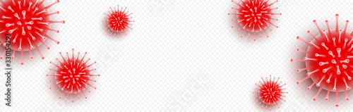 Coronavirus. Virus. COVID-2019. Outbreak coronavirus. Pandemic, medical, healthcare, infectious, virology, epidemiology concept. Corona virus 2019-nCoV. 3D background. Vector illustration.