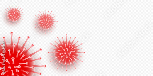 Coronavirus. Virus. COVID-2019. Outbreak coronavirus. Pandemic, medical, healthcare, infectious, virology, epidemiology concept. Corona virus 2019-nCoV. 3D background. Vector illustration.
