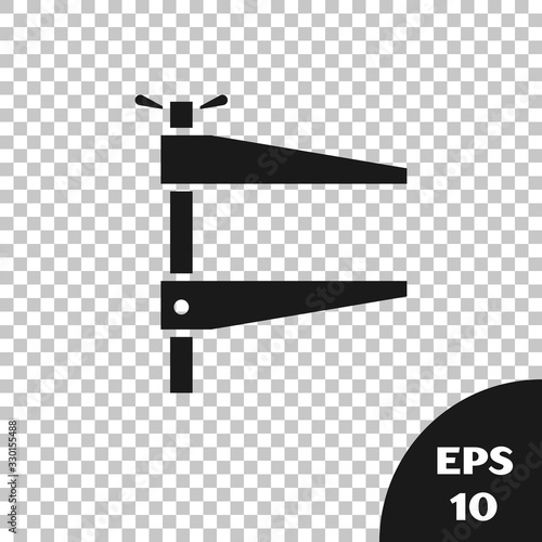 Black Clamp tool icon isolated on transparent background. Locksmith tool. Vector Illustration