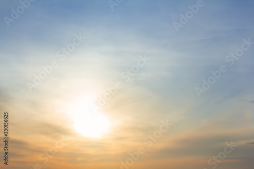 beautiful soft sunset over a cloudy sky, outdoor background