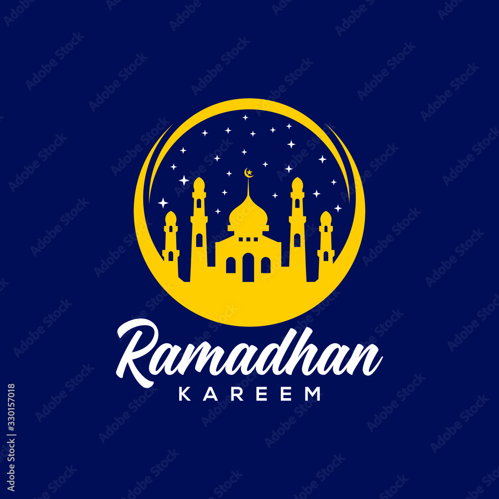 ramadhan kareem islamic mosque logo design vector download