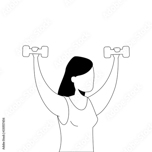 beautiful woman with dumbbells isolated icon vector illustration design
