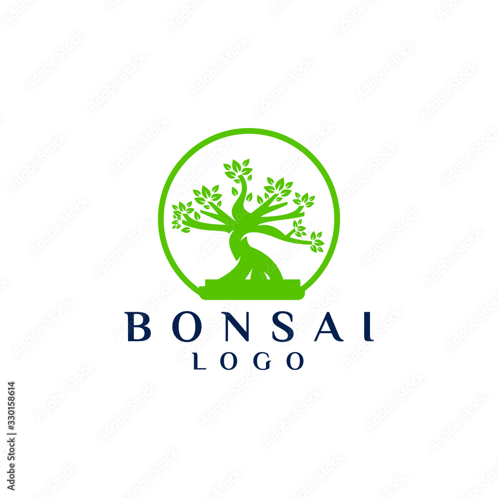 Oriental Bonsai Art, Japanese Mini Small Plant Tree logo design vector download