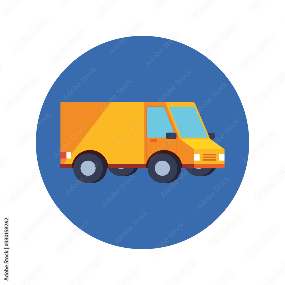 delivery service van transportation in frame circular vector illustration design delivery service van transportation in frame circular vector illustration design