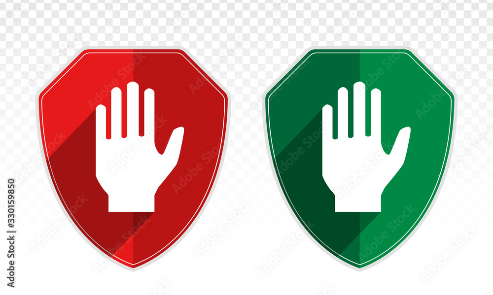 Shield with hand block or adblock - flat icon for apps and websites Shield with hand block or adblock - flat icon for apps and websites