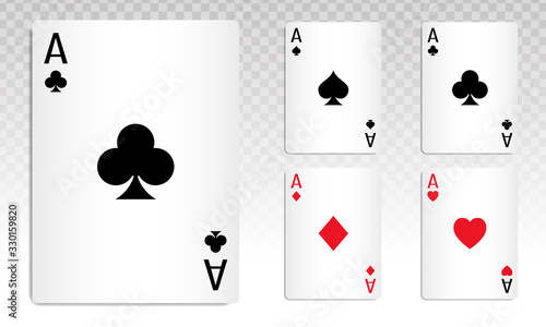 Play poker card ace with a transparent background