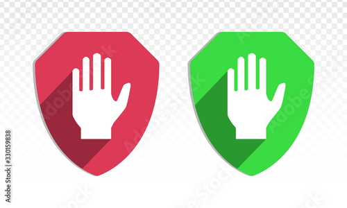 Shield with hand block or adblock - flat icon for apps and websites