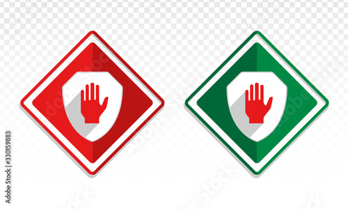 Shield with hand block or adblock - flat icon for apps and websites