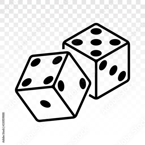 Pair of dice to stake or gambling with craps line art vector icon for casino apps and websites photo
