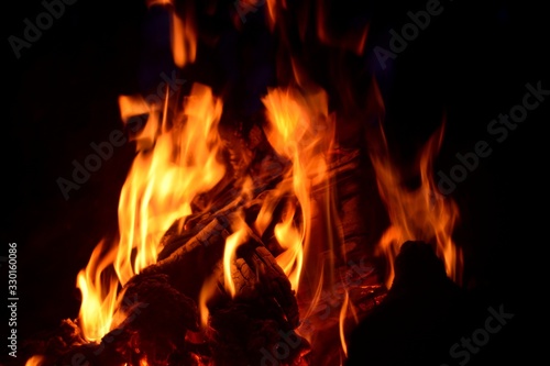 bonfire wood fire flame sparks © Юрий Фатеев