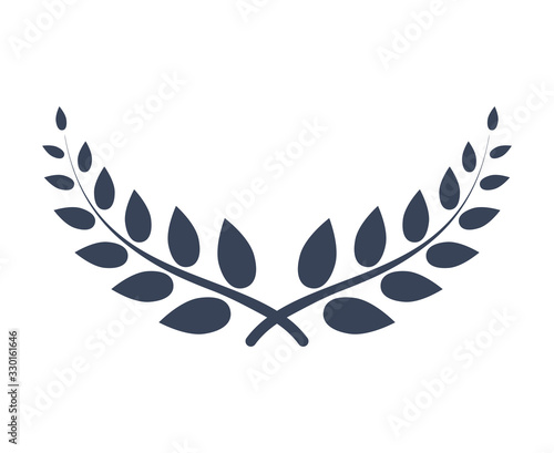 Laurel wreath vector award branch victory icon. Winner laurel wreath vintage leaf emblem. Champion glory bay leaf.