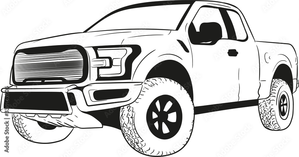 cartoon pick up,4x4,off road, car,auto Stock Illustration | Adobe Stock