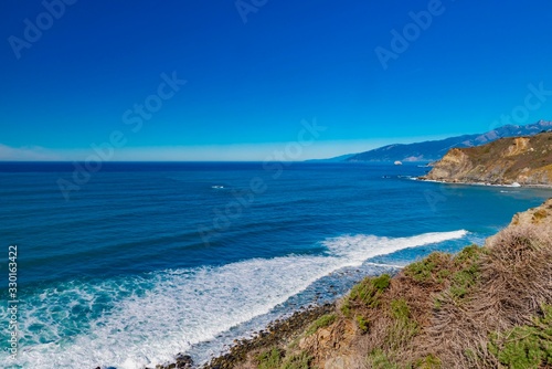 panorama of the cliffs and roads of California on the Pacific coast
