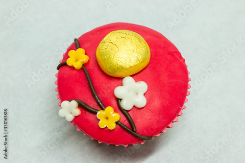 cup cake Chinese style on white