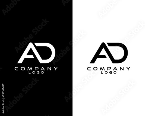 modern letter ad, da initial logo design vector, with white and black color that can be used for any creative business.