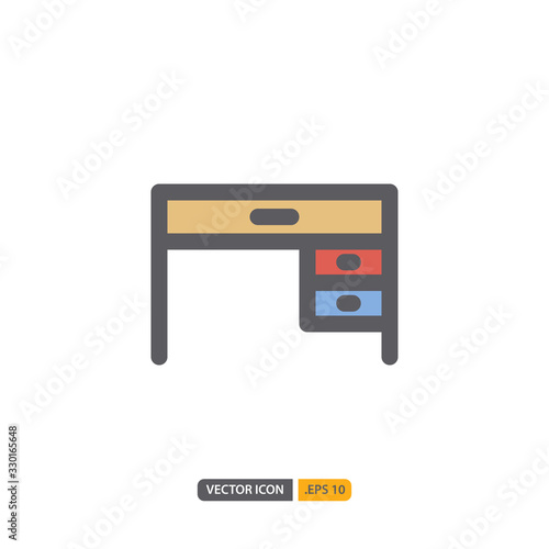 desk icon isolated on white background. for your web site design, logo, app, UI. Vector graphics illustration and editable stroke. EPS 10.