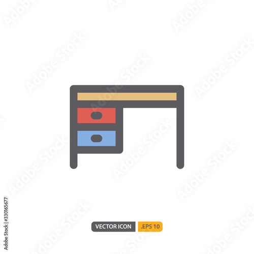 desk icon isolated on white background. for your web site design, logo, app, UI. Vector graphics illustration and editable stroke. EPS 10.